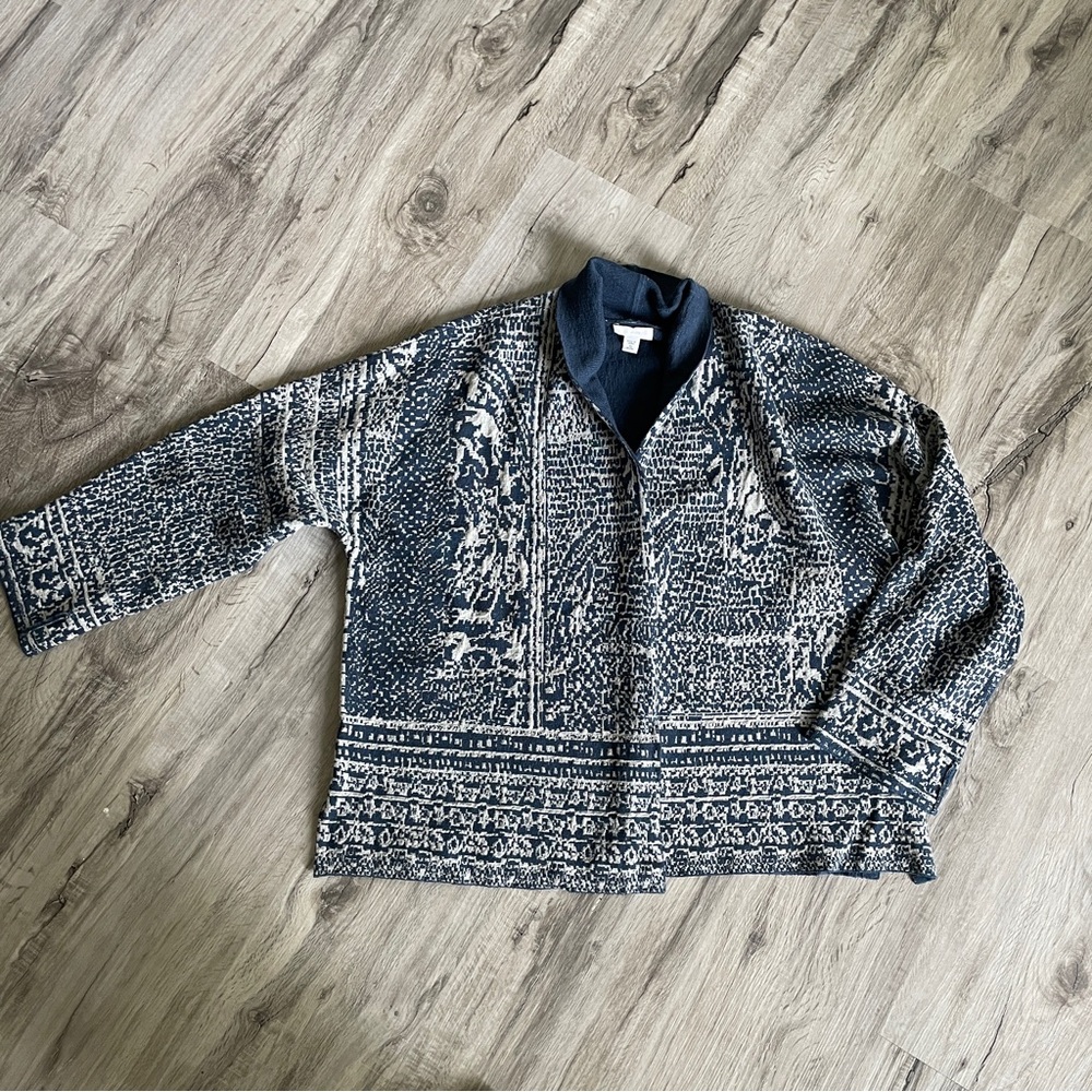 J. Jill Navy and White Patterned Cardigan